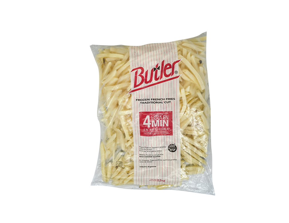 BATATA PALITO CONGELADA PRÉ FRITA 9 MM CORTE TRADICIONAL BUTLER LAMBWESTON 2,5 KG (CX 6 PCT)